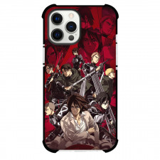 Attack On Titan Phone Case For iPhone Samsung Galaxy Pixel OnePlus Vivo Xiaomi Asus Sony Motorola Nokia - Titan Anime Character Poster on Red Print Background