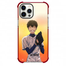 Ace Of The Diamond Sawamura Phone Case For iPhone Samsung Galaxy Pixel OnePlus Vivo Xiaomi Asus Sony Motorola Nokia - Sawamura Smile Clapping Portrait In Orange Background