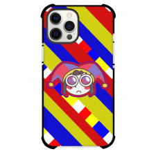 The Amazing Digital Circus Pomni Phone Case For iPhone Samsung Galaxy Pixel OnePlus Vivo Xiaomi Asus Sony Motorola Nokia - Pomni Head Colorful Background