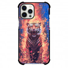 Animal Tiger Phone Case For iPhone Samsung Galaxy Pixel OnePlus Vivo Xiaomi Asus Sony Motorola Nokia - Animal Tiger Roaring On Abstract Flame Background Art