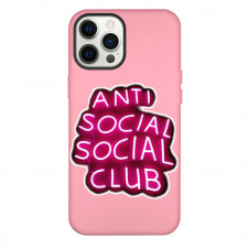 Anti Social Social Club Phone Case For iPhone Samsung Galaxy Pixel OnePlus Vivo Xiaomi Asus Sony Motorola Nokia - Anti Social Social Club Neon Pink and White