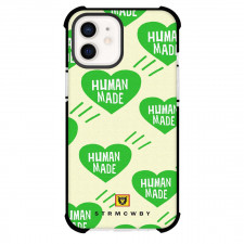 Human Made Phone Case For iPhone Samsung Galaxy Pixel OnePlus Vivo Xiaomi Asus Sony Motorola Nokia - Human Made Green Heart On Beige Background