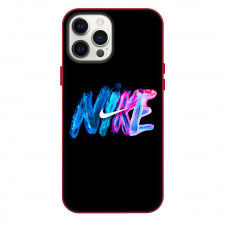 Nike Phone Case For iPhone Samsung Galaxy Pixel OnePlus Vivo Xiaomi Asus Sony Motorola Nokia - Nike Logo With Blue And Pink Paint Brush Effect On Black Background