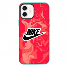 Nike Phone Case For iPhone Samsung Galaxy Pixel OnePlus Vivo Xiaomi Asus Sony Motorola Nokia - Nike Logo Sticker On Red Fluid Marbled Background