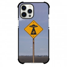 Area 51 For iPhone Samsung Galaxy Pixel OnePlus Vivo Xiaomi Asus Sony Motorola Nokia - Spaceship Yellow Sign Post