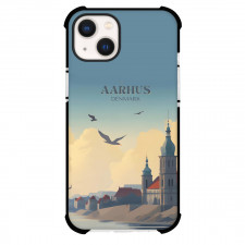 Famous Attraction Phone Case For iPhone and Samsung Galaxy Devices - Aarhus Denmark Retro Travel Poster