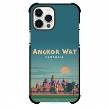 Famous Attraction Phone Case For iPhone and Samsung Galaxy Devices - Angkor Wat Cambodia Retro Travel Poster