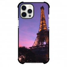 Famous Attraction Phone Case For iPhone and Samsung Galaxy Devices - Eiffel Tower Paris In Blue And Red Sky Background
