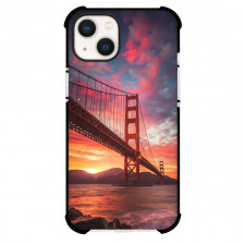 Famous Attraction Phone Case For iPhone and Samsung Galaxy Devices - Golden Gate Bridge In Red And Dark Sky Illustration Art