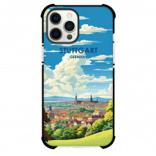 Famous Attraction Phone Case For iPhone and Samsung Galaxy Devices - Stuttgard Germany Retro Travel Poster