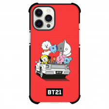 BT21 Phone Case For iPhone And Samsung Galaxy Devices - BT21 In A Car Red Background