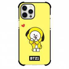 BT21 Chimmy Phone Case For iPhone And Samsung Galaxy Devices - Chimmy Happy Face Standing On Yellow Background