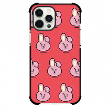 BT21 Cooky Phone Case For iPhone And Samsung Galaxy Devices - Cooky Avatar Pattern Art On Red Background