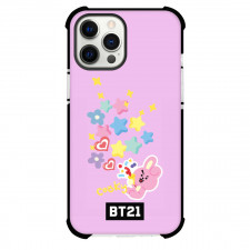 BT21 Cooky Phone Case For iPhone And Samsung Galaxy Devices - Cooky Playing Confetti On Pink Background