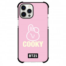 BT21 Cooky Phone Case For iPhone And Samsung Galaxy Devices - Cooky Logo On Pink Background