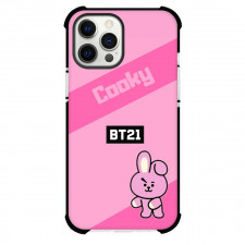 BT21 Cooky Phone Case For iPhone And Samsung Galaxy Devices - Cooky Standing On Pink Background