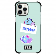 BT21 Mang Phone Case For iPhone And Samsung Galaxy Devices - Mang Sticker On Green Background
