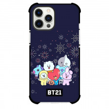 BT21 Phone Case For iPhone And Samsung Galaxy Devices - BT21 All Member Celebration Happy Lunar New Year On Black Background