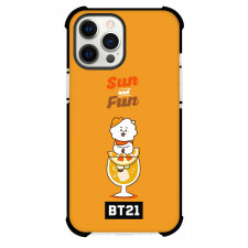 BT21 RJ Phone Case For iPhone And Samsung Galaxy Devices - RJ Sun And Fun Orange Background