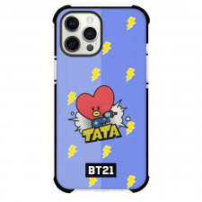 BT21 Tata Phone Case For iPhone And Samsung Galaxy Devices - Tata Comic On Lightning Blue Pattern Art