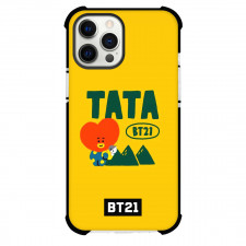 BT21 Tata Phone Case For iPhone And Samsung Galaxy - Tata Standing On Mountain Yellow Background