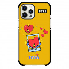 BT21 Tata Phone Case For iPhone And Samsung Galaxy - Tata Universtar Polaroid On Orange Background