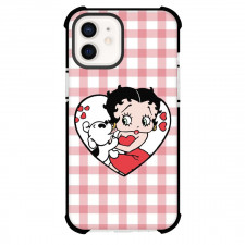 Betty Boop Phone Case For iPhone Samsung Galaxy Pixel OnePlus Vivo Xiaomi Asus Sony Motorola Nokia - Betty Boop Dog Licking in Red Gingham Background