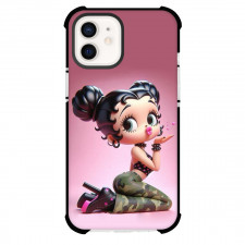 Betty Boop Phone Case For iPhone Samsung Galaxy Pixel OnePlus Vivo Xiaomi Asus Sony Motorola Nokia - Betty Boop Kneeling in Camo Pants 3D Art Pink Background