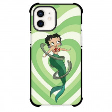 Betty Boop Phone Case For iPhone Samsung Galaxy Pixel OnePlus Vivo Xiaomi Asus Sony Motorola Nokia - Betty Boop in Mermaid Outfit Green Heart Background