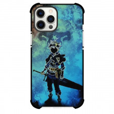 Black Clover Asta Phone Case For iPhone Samsung Galaxy Pixel OnePlus Vivo Xiaomi Asus Sony Motorola Nokia - Asta Holding Sword Portrait Silhoutte Blue Background