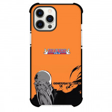 Bleach Genryusai Shigekuni Yamamoto Phone Case For iPhone And Samsung Galaxy Devices - Genryusai Shigekuni Yamamoto Grayscale On Orange Background