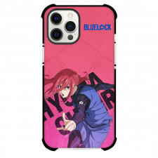Blue Lock Hyoma Chigiri Phone Case For iPhone And Samsung Galaxy Devices - Hyoma Chigiri Portrait On Pink Background