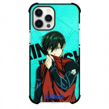 Blue Lock Rin Itoshi Phone Case For iPhone And Samsung Galaxy Devices - Rin Itoshi Portrait On Mint Background