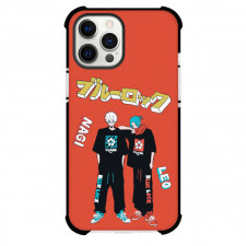 Blue Lock Phone Case For iPhone And Samsung Galaxy Devices - Seishiro Nagi Reo Mikage Illustration On Orange Background