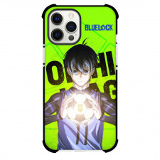 Blue Lock Yoichi Isagi Phone Case For iPhone And Samsung Galaxy Devices - Yoichi Isagi Portrait On Green Background