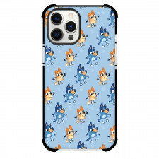 Bluey Phone Case For iPhone and Samsung Galaxy Devices - Bluey And Bingo Pattern Art Blue Background
