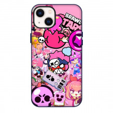 Brawl Stars Phone Case For iPhone Samsung Galaxy Pixel OnePlus Vivo Xiaomi Asus Sony Motorola Nokia - Brawl Stars Cartoon Characters Sticker Mania On Pink Background