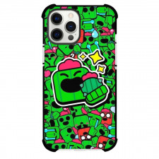 Brawl Stars Spike Phone Case For iPhone Samsung Galaxy Pixel OnePlus Vivo Xiaomi Asus Sony Motorola Nokia - Brawl Stars Spike Avatar Sticker On Pattern Art Background
