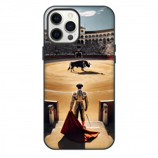 Bullfighters Phone Case For iPhone Samsung Galaxy Pixel OnePlus Vivo Xiaomi Asus Sony Motorola Nokia - Bullfighters Matador And Bull Standing On Arena Cartoon Art