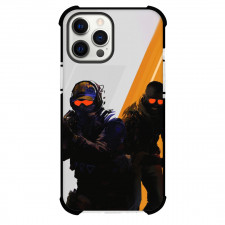 CS Go Case For iPhone Samsung Galaxy Pixel OnePlus Vivo Xiaomi Asus Sony Motorola Nokia - Two Soldiers Silhouette Orange Glasses