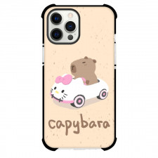 Capybara Phone Case For iPhone Samsung Galaxy Pixel OnePlus Vivo Xiaomi Asus Sony Motorola Nokia - Capybara Hello Kitty Car Peach Background