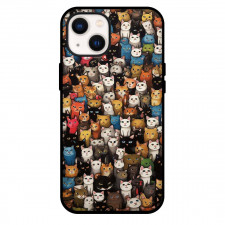 Cat Phone Case For iPhone and Samsung Galaxy Devices - Cat Collage Drawing Poster