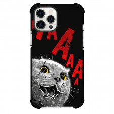 Cat Phone Case For iPhone and Samsung Galaxy Devices - Cat HAHA On Black Background Poster