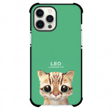 The Leopard Cat Phone Case For iPhone and Samsung Galaxy Devices - Leo The Leopard Cat Portrait On Green Background