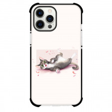 Cat Phone Case For iPhone and Samsung Galaxy Devices - Cat Playing Art On Pink Background