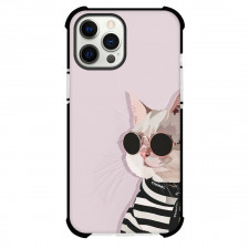 Cat Phone Case For iPhone and Samsung Galaxy Devices - Cat Side Portrait Digital Art On Pink Background