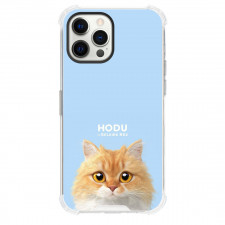 The Selkirk Rex Cat Phone Case For iPhone and Samsung Galaxy Devices - Hodu The Selkirk Rex Cat Portrait On Blue Background