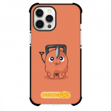 Chainsaw Man Pochita Phone Case For iPhone And Samsung Galaxy Devices - Pochita Portrait On Orange Background