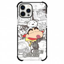 Crayon Shin-chan Phone Case For iPhone Samsung Galaxy Pixel OnePlus Vivo Xiaomi Asus Sony Motorola Nokia - Crayon Shin-chan Characters Grey Background
