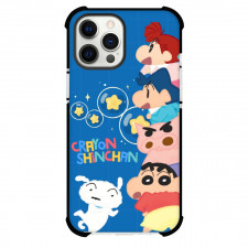 Crayon Shin-chan Phone Case For iPhone Samsung Galaxy Pixel OnePlus Vivo Xiaomi Asus Sony Motorola Nokia - Crayon Shin-chan Characters Stars Blue Background